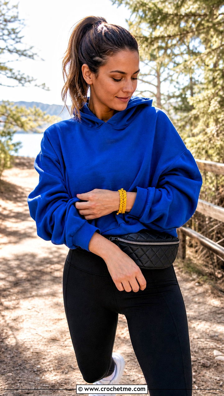 Crochet Cord Wrap Bracelet With Hoodie and Leggings - 35 crochet wrap bracelet outfit ideas
