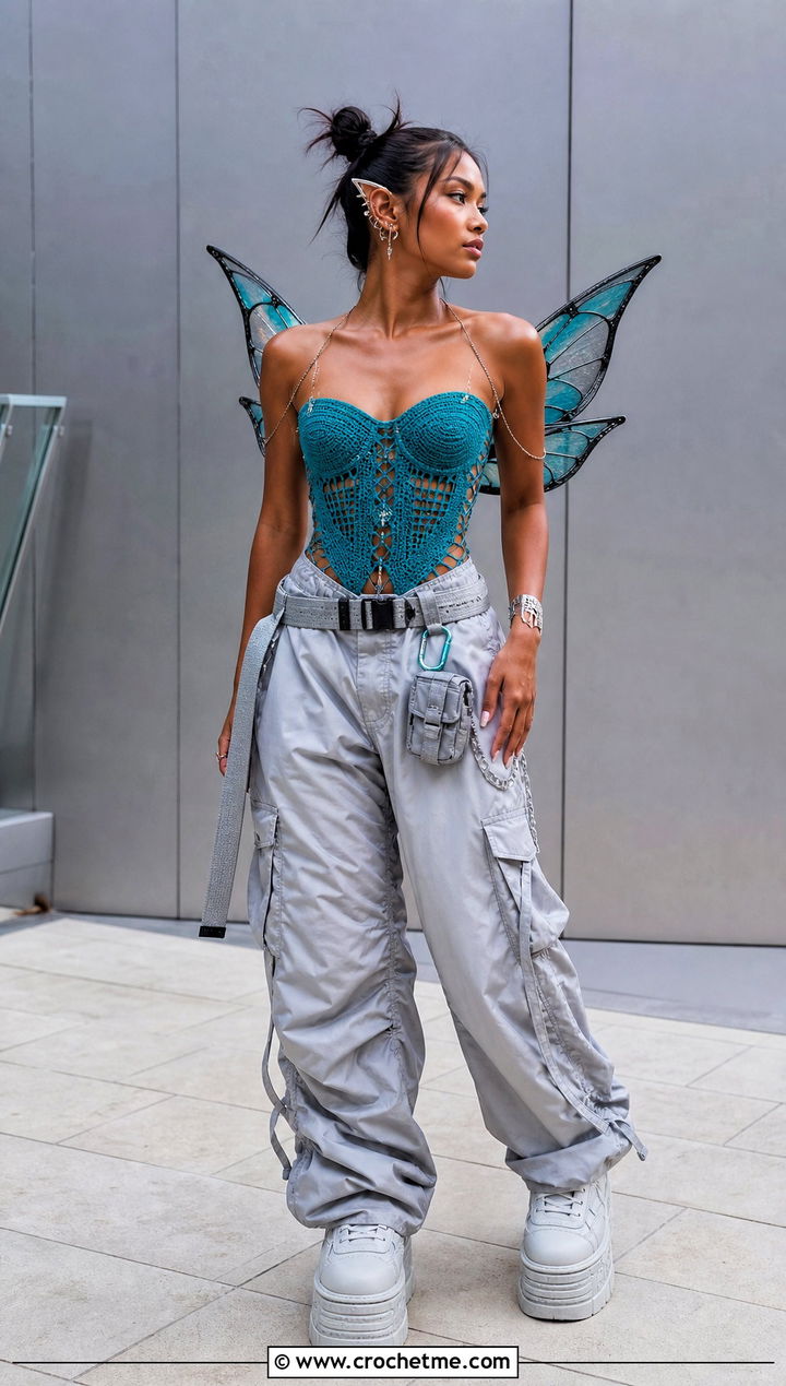 Crochet Corset And Cargo Pants Fairy Costume - 35 crochet fairy costume outfit ideas