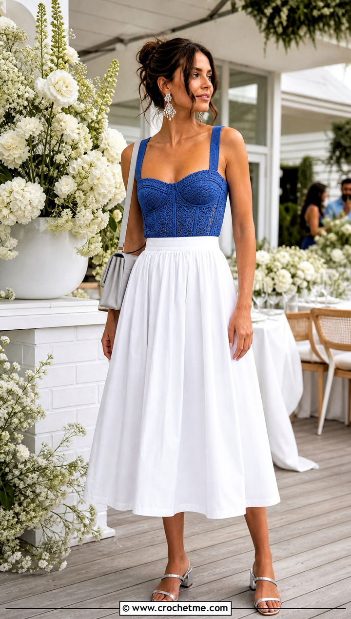 Crochet Corset Top With A Line Midi Skirt - 30 crochet summer clothing and outfit ideas