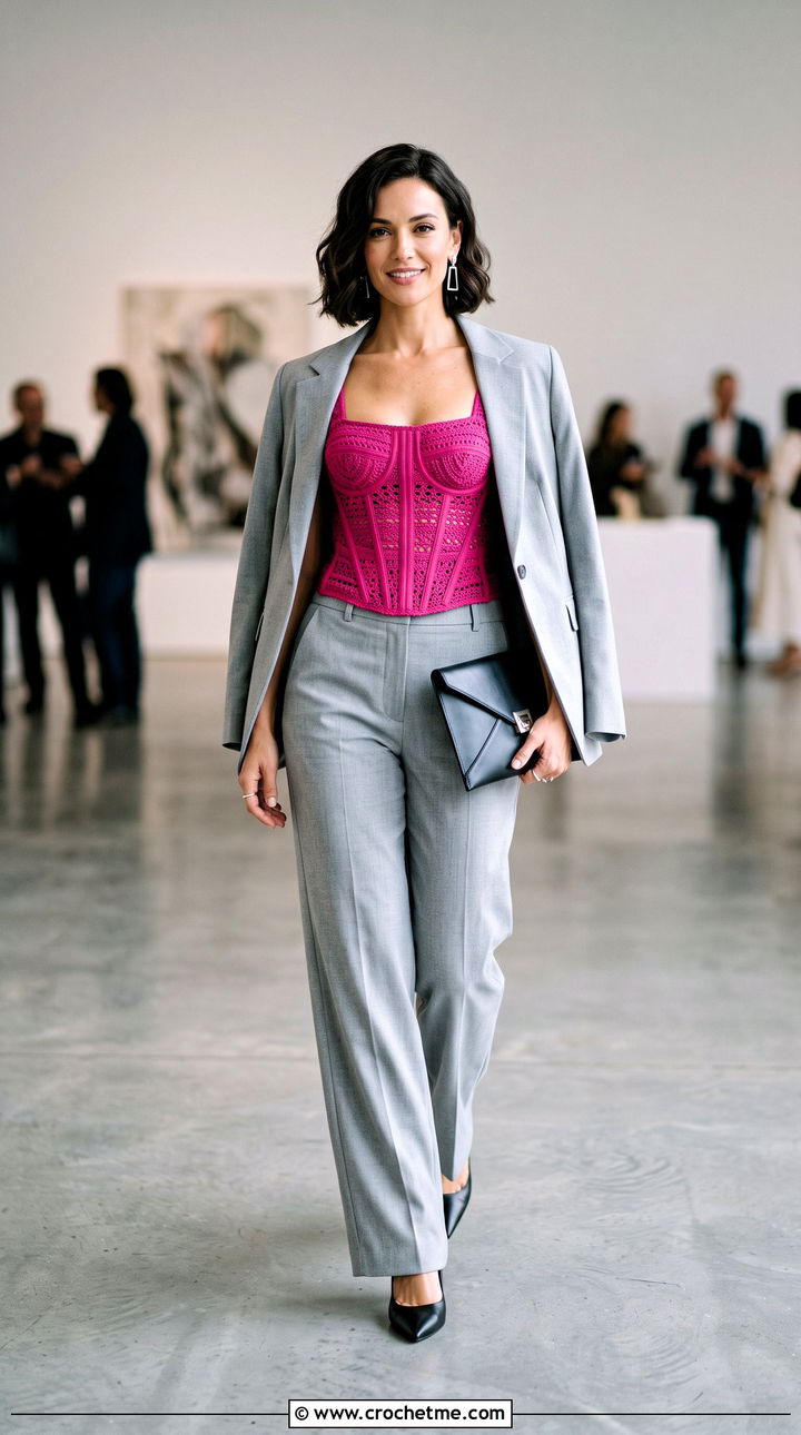 Crochet Corset Top With Trouser Suit - 25 unique crochet clothing and outfit ideas