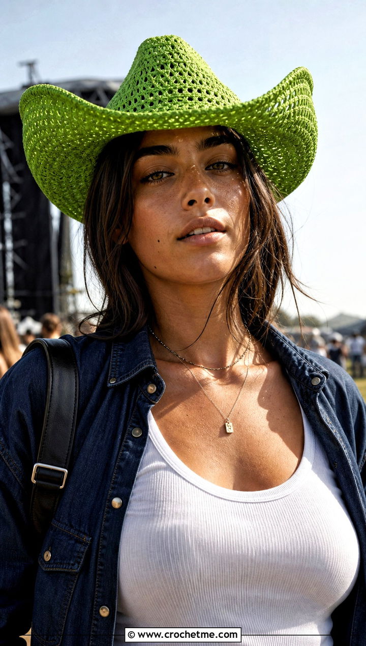 Crochet Cowboy Hat With Denim Skirt Outfit - 20 Easy Crochet Womens Hat outfit ideas