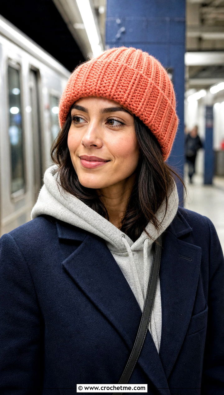 Crochet Crowd Fisherman Beanie With Hoodie And Long Coat - 15 Crochet Crowd Hat outfit ideas