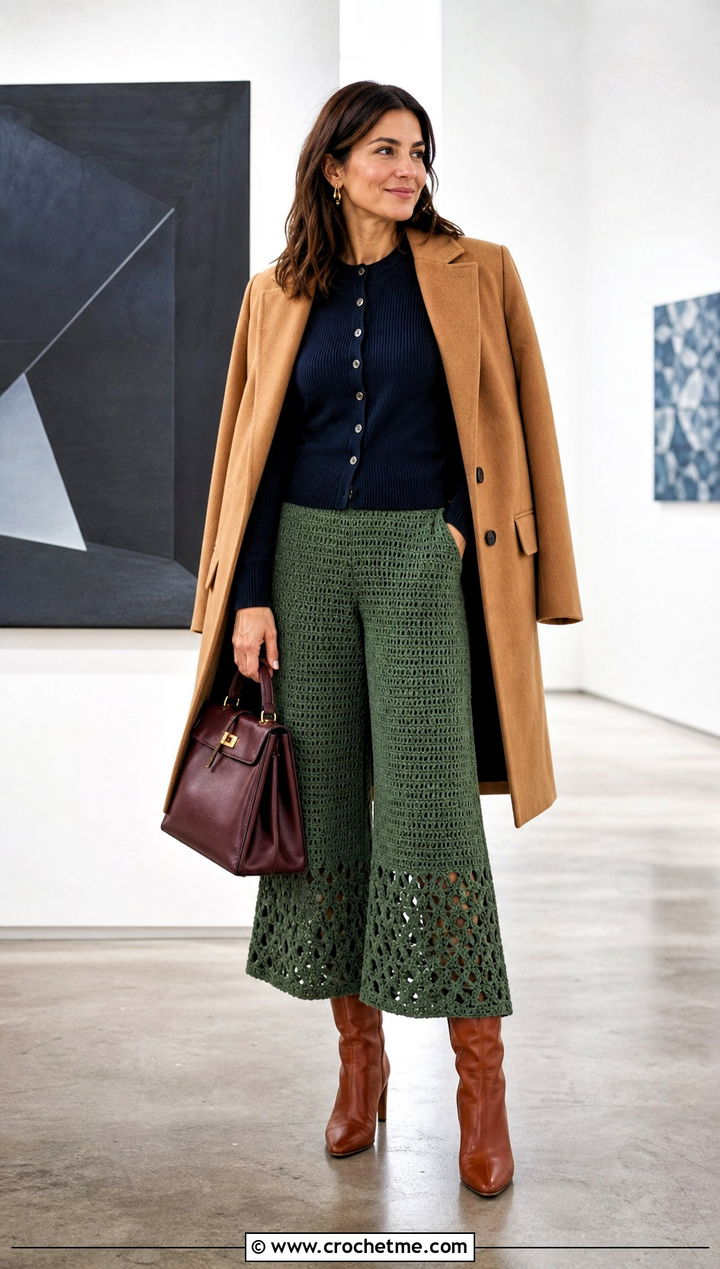 Crochet Culottes With Fitted Cardigan - 30 winter crochet clothes ideas