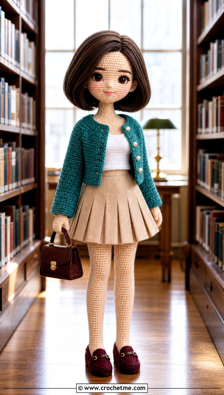 Crochet Doll With Cardigan And Pleated Skirt - 25 crochet doll and clothes and outfit ideas