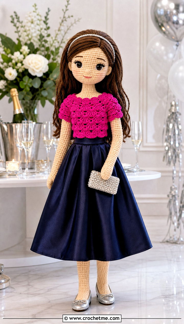 Crochet Doll With Party Top And Satin Skirt - 25 crochet doll and clothes and outfit ideas
