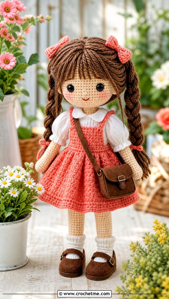 Crochet Doll With Pinafore Dress - 25 crochet doll and clothes and outfit ideas