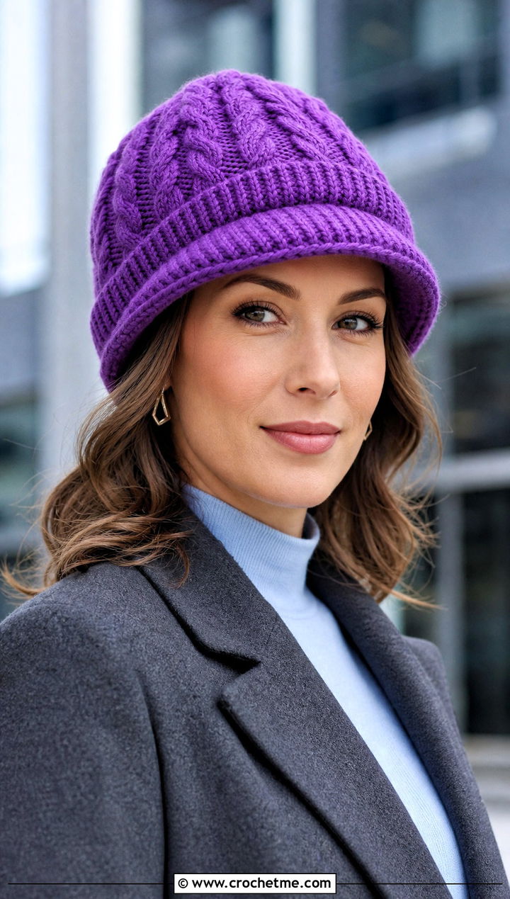 Crochet Double Brim Cable Beanie With Wool Blazer - 20 Crochet Beanie With Brim outfit ideas
