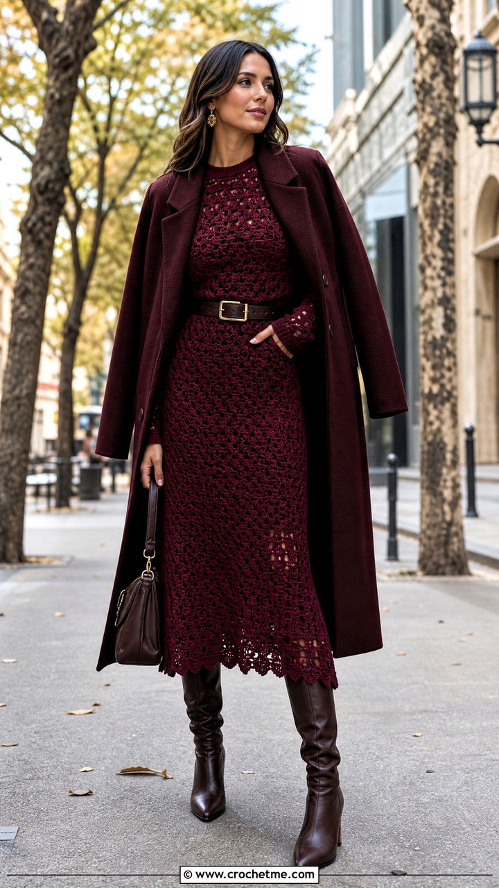 Crochet Dress With Knee High Boots - 35 crochet dress outfit ideas