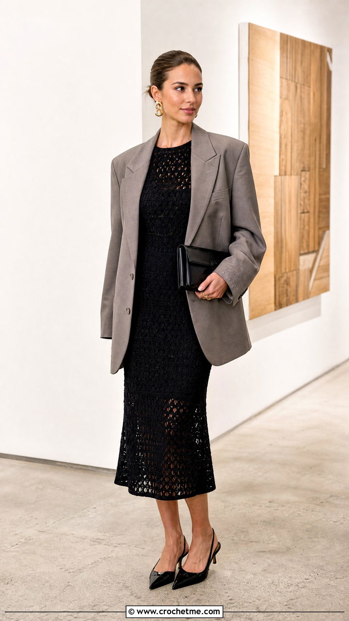 Crochet Dress With Oversized Blazer - 35 crochet clothes and outfit ideas
