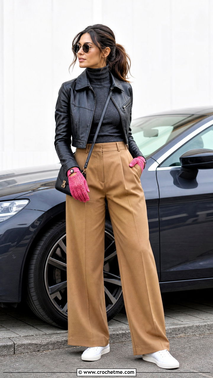 Crochet Driving Gloves With Cropped Jacket - 35 crochet hand gloves outfit ideas