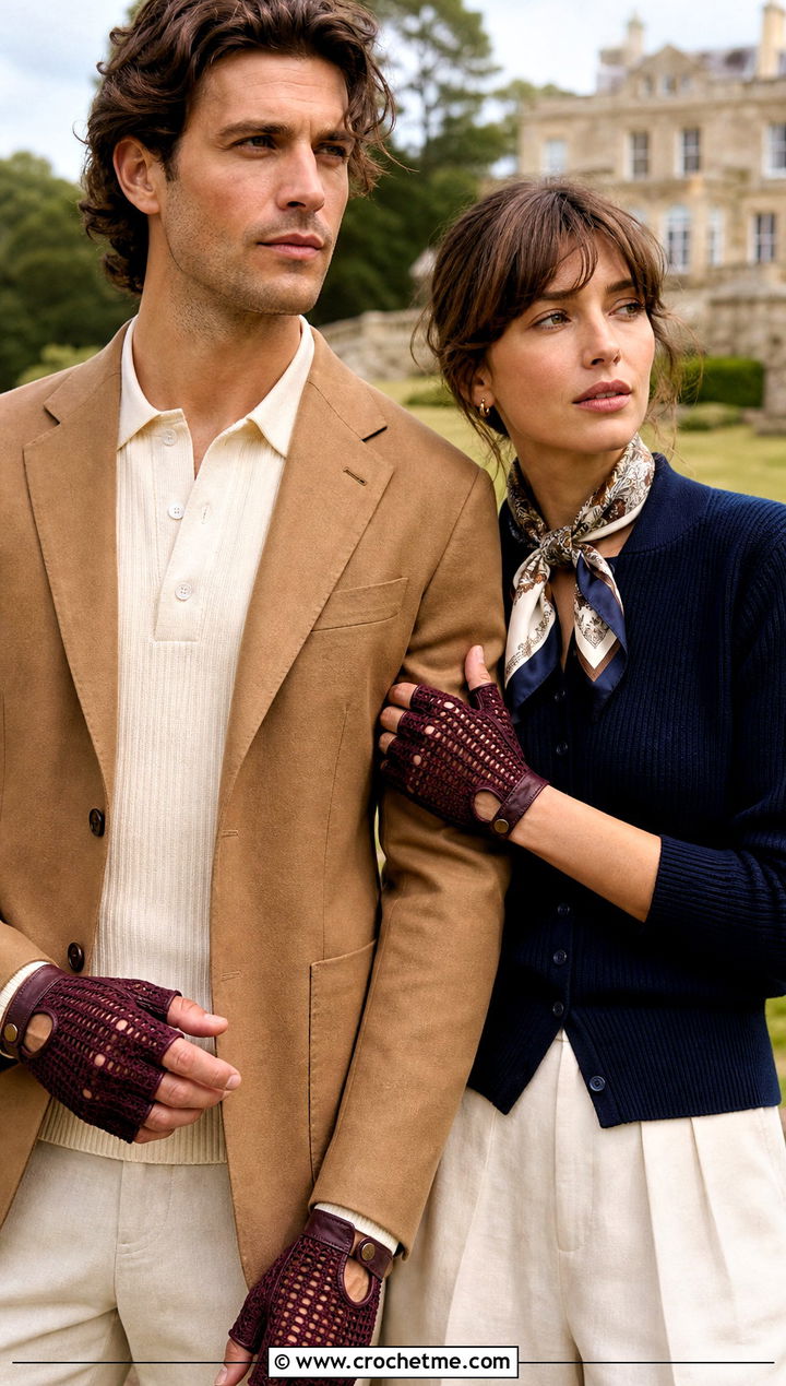 Crochet Driving Gloves With Old Money Outfits - 25 Crochet Gloves For Couples outfit ideas
