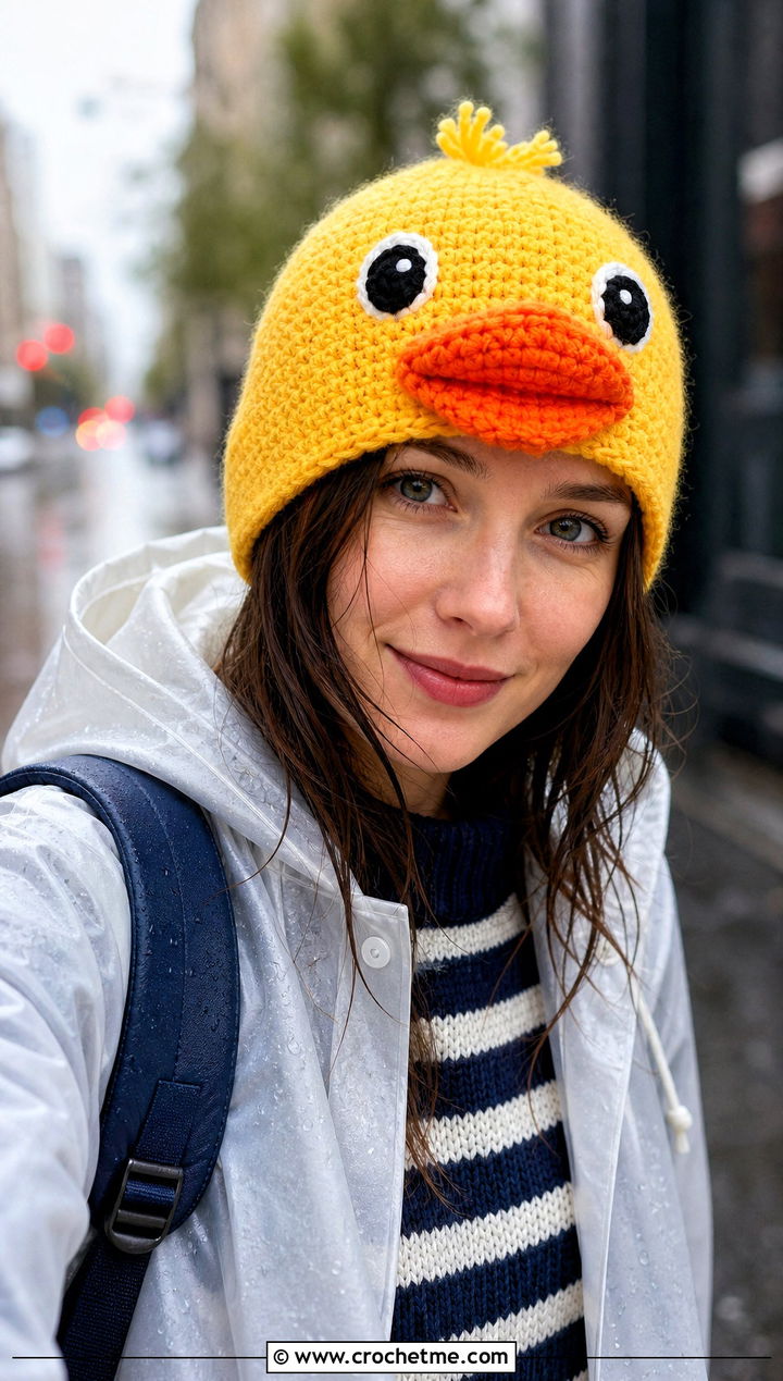 Crochet Duck Amigurumi Hat With Raincoat - 30 crochet amigurumi hat outfit ideas