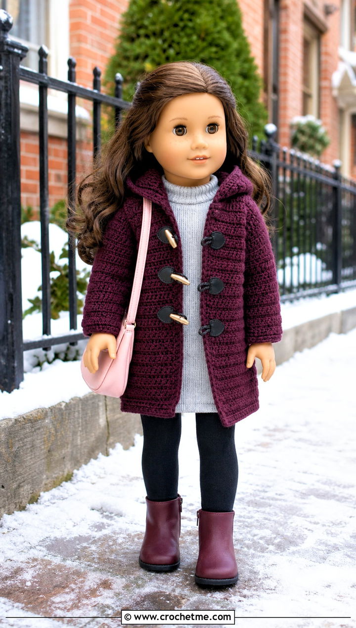 Crochet Duffle Coat With Leggings And Boots - 15 Crochet Our Generation Doll Clothes and outfit ideas