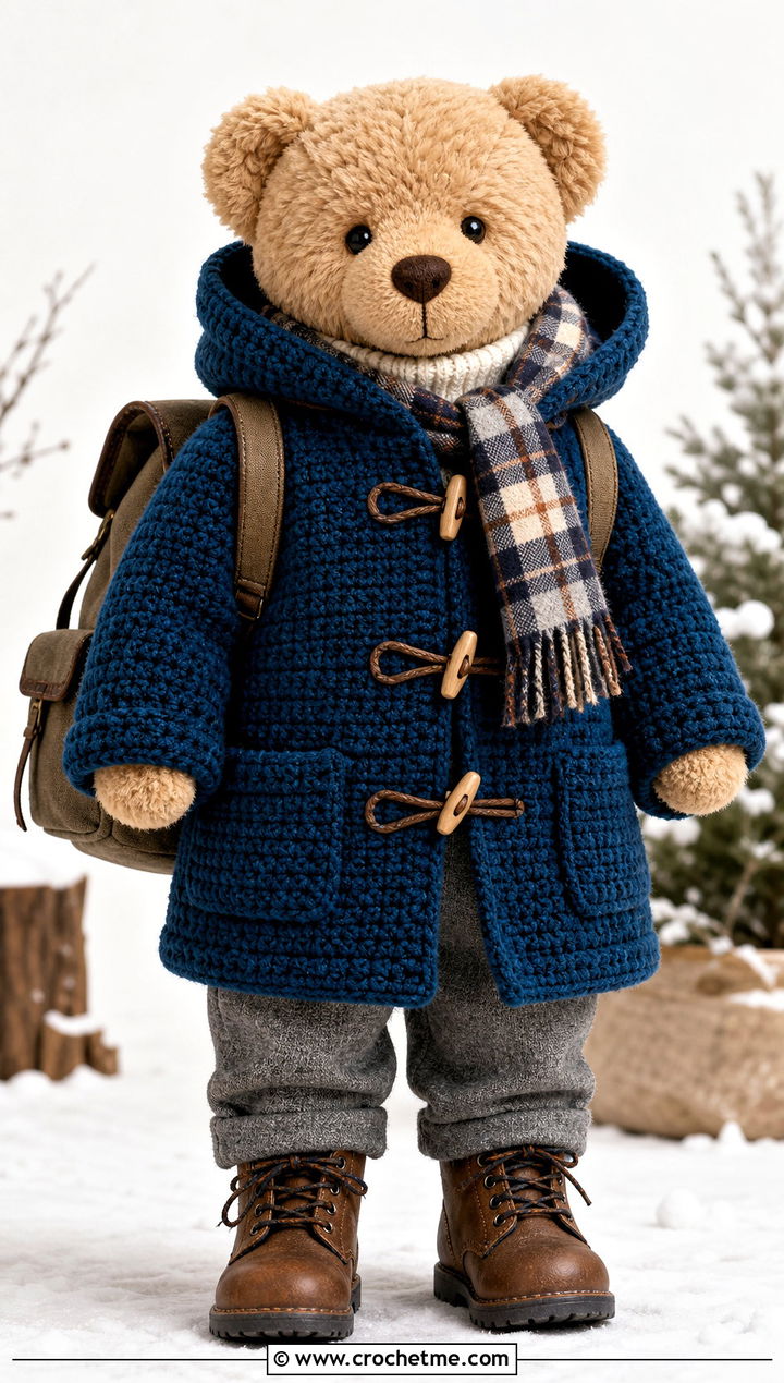 Crochet Duffle Coat With Wool Pants - 35 crochet teddy clothes and outfit ideas