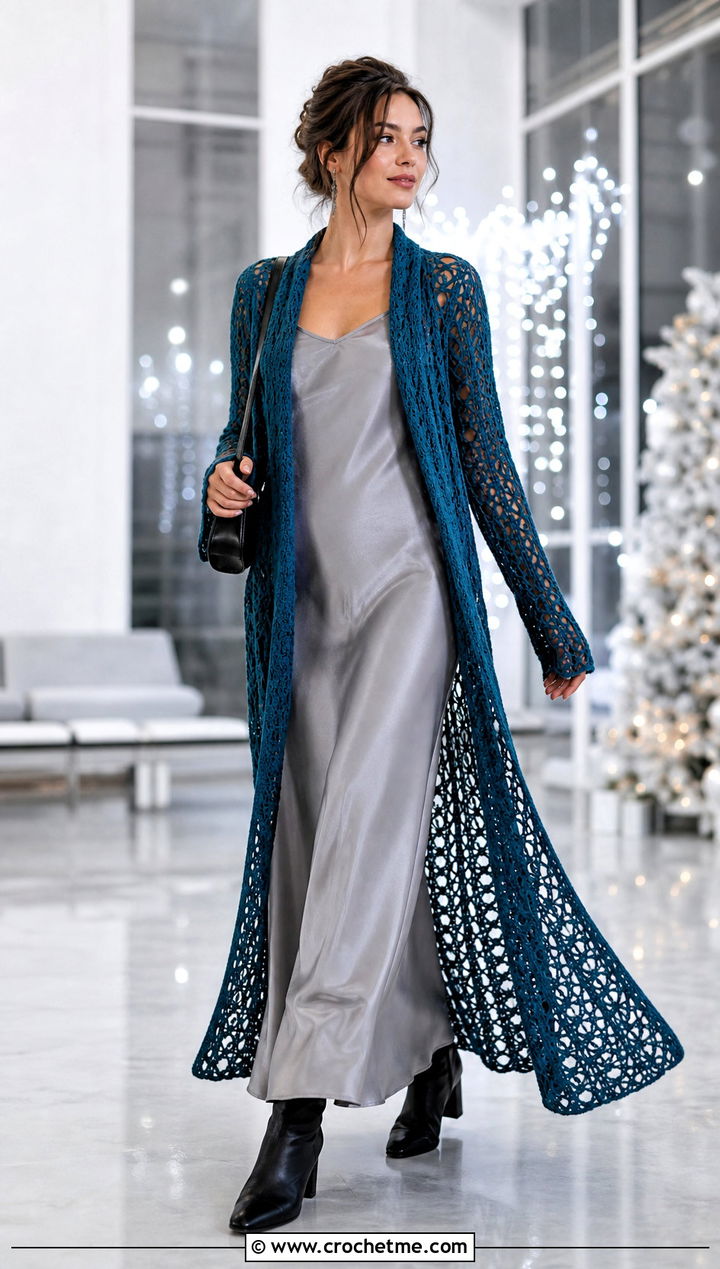 Crochet Duster Slip Dress Holiday Outfit - 30 crochet holiday outfit ideas