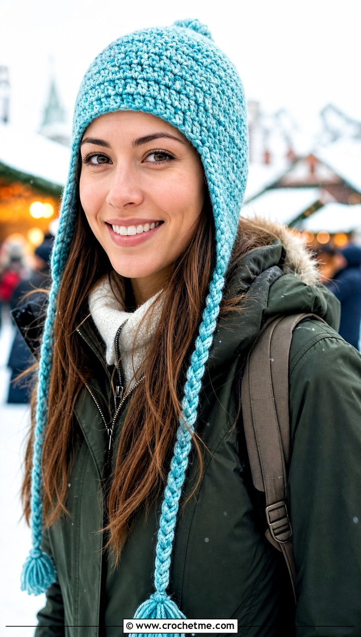 Crochet Earflap Hat With Parka And Leggings - 35 cute crochet hat outfit ideas