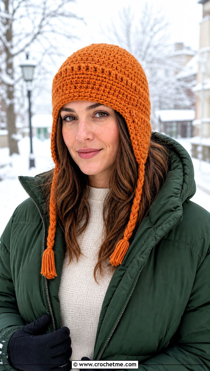 Crochet Earflap Hat With Puffer Jacket And Leggings - 25 Cool Crochet Hat outfit ideas