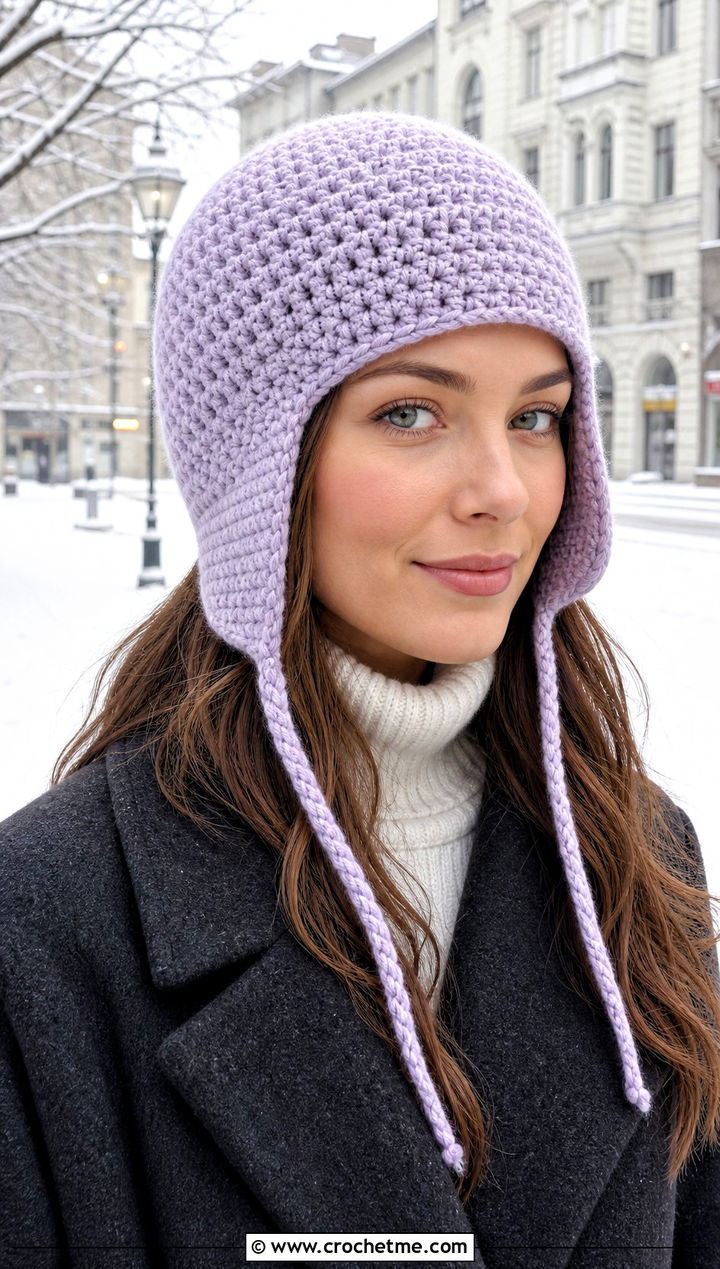 Crochet Earflap Hat With Wool Coat - 30 aesthetic crochet hat ideas