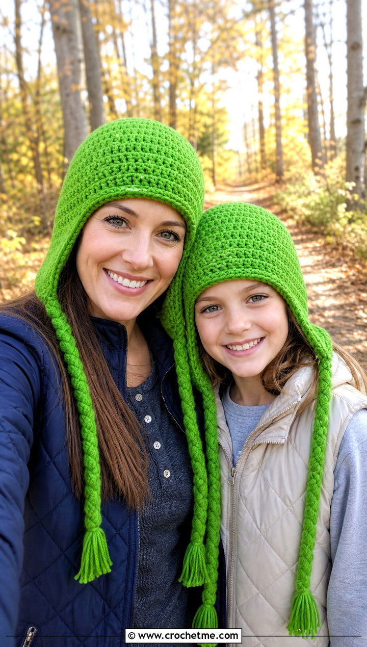 Crochet Earflap Hats With Quilted Jackets - 20 Mother Daughter Crochet Hats outfit ideas