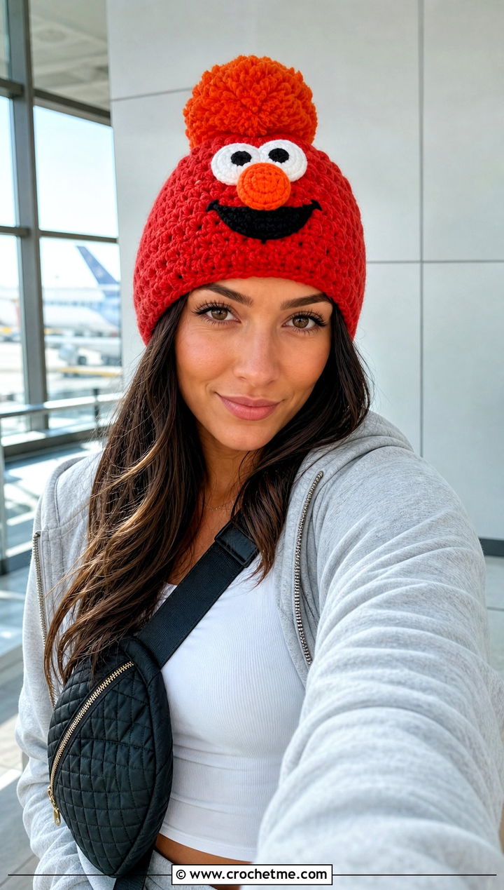 Crochet Elmo Pom Pom Hat With Matching Sweatsuit - 15 Crochet Elmo Hat outfit ideas