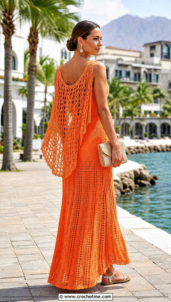 Crochet Elsa Maxi Dress With Metallic Sandals - 30 crochet elsa dress outfit ideas