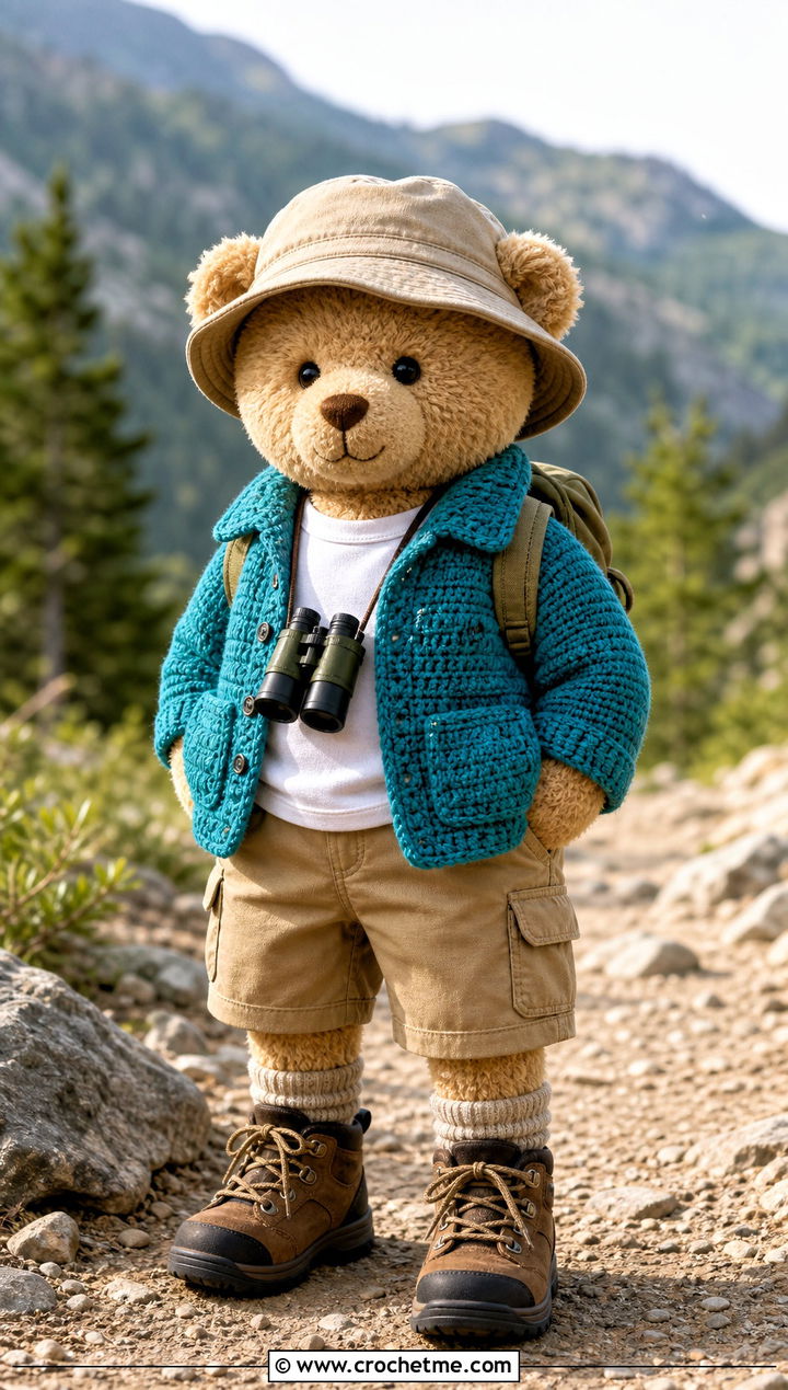 Crochet Explorer Jacket With Utility Shorts - 35 crochet teddy clothes and outfit ideas