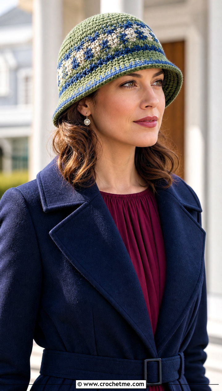 Crochet Fair Isle Cloche Hat With Midi Dress - 25 Crochet Fair Isle Hat outfit ideas