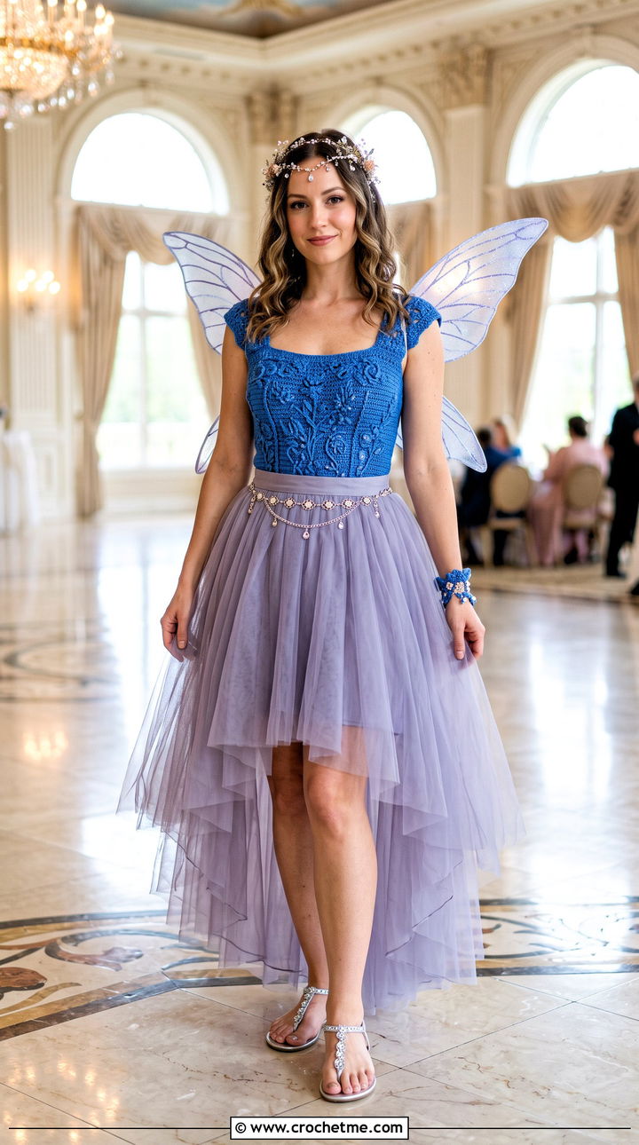 Crochet Fairy Bodysuit And Tulle Skirt Costume - 35 crochet fairy costume outfit ideas