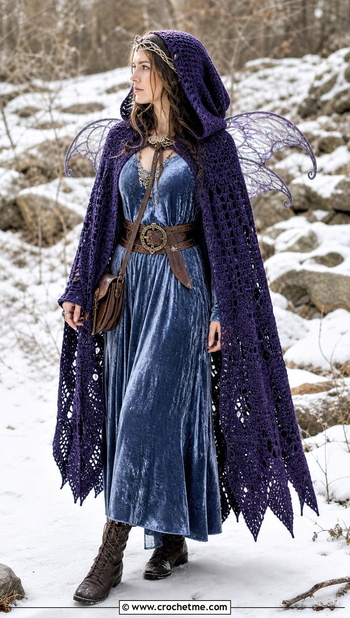 Crochet Fairy Cloak And Maxi Dress Costume - 35 crochet fairy costume outfit ideas