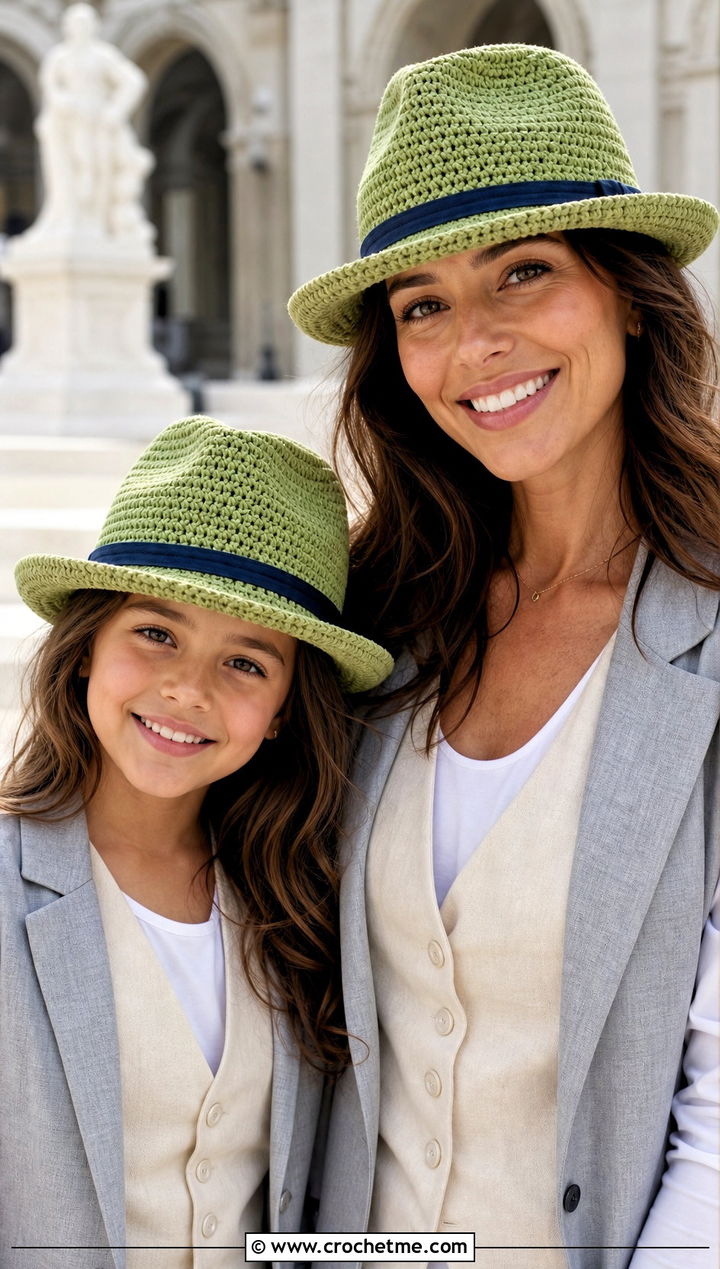 Crochet Fedora Hats With Tailored Separates - 25 crochet mommy and me hats outfit ideas