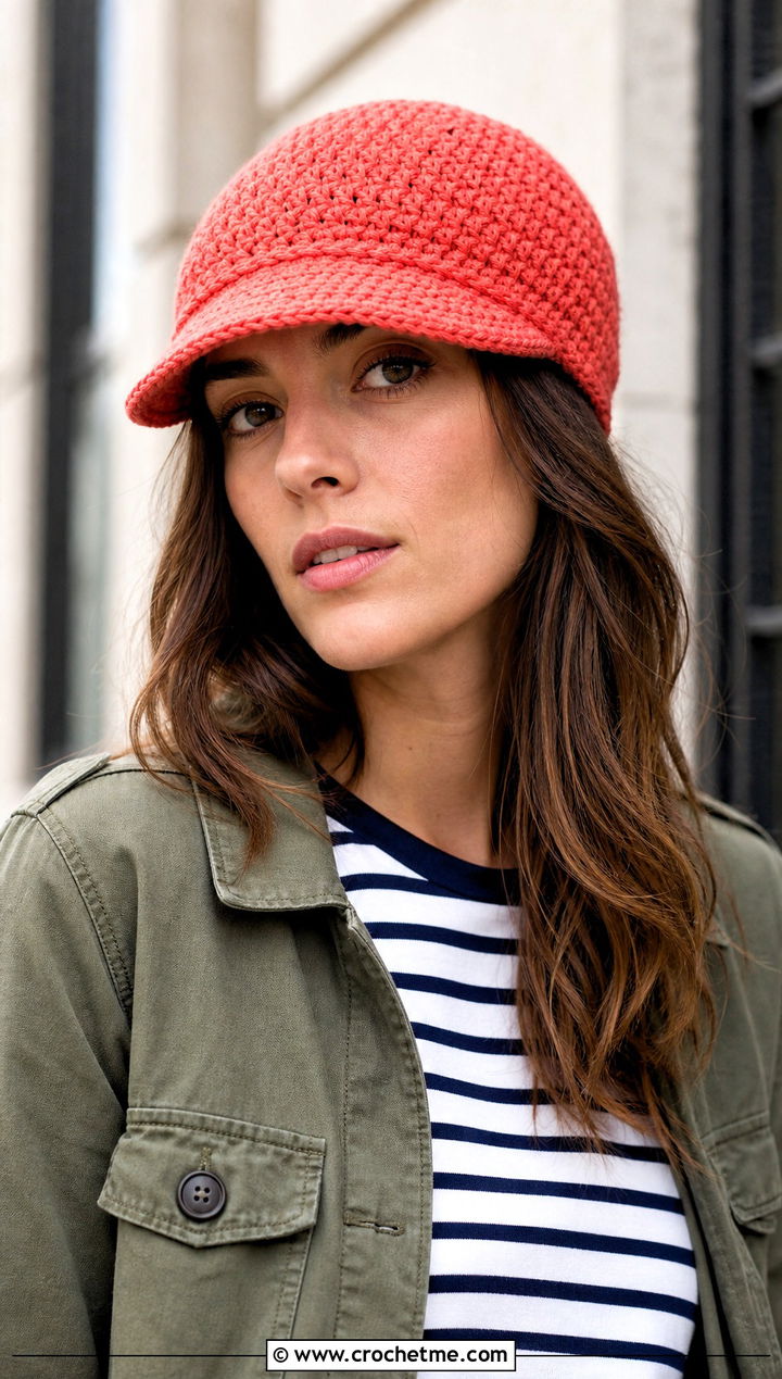 Crochet Fisherman Cap With Utility Jacket And Chinos - 15 Easy Crochet Hats For Women outfit ideas