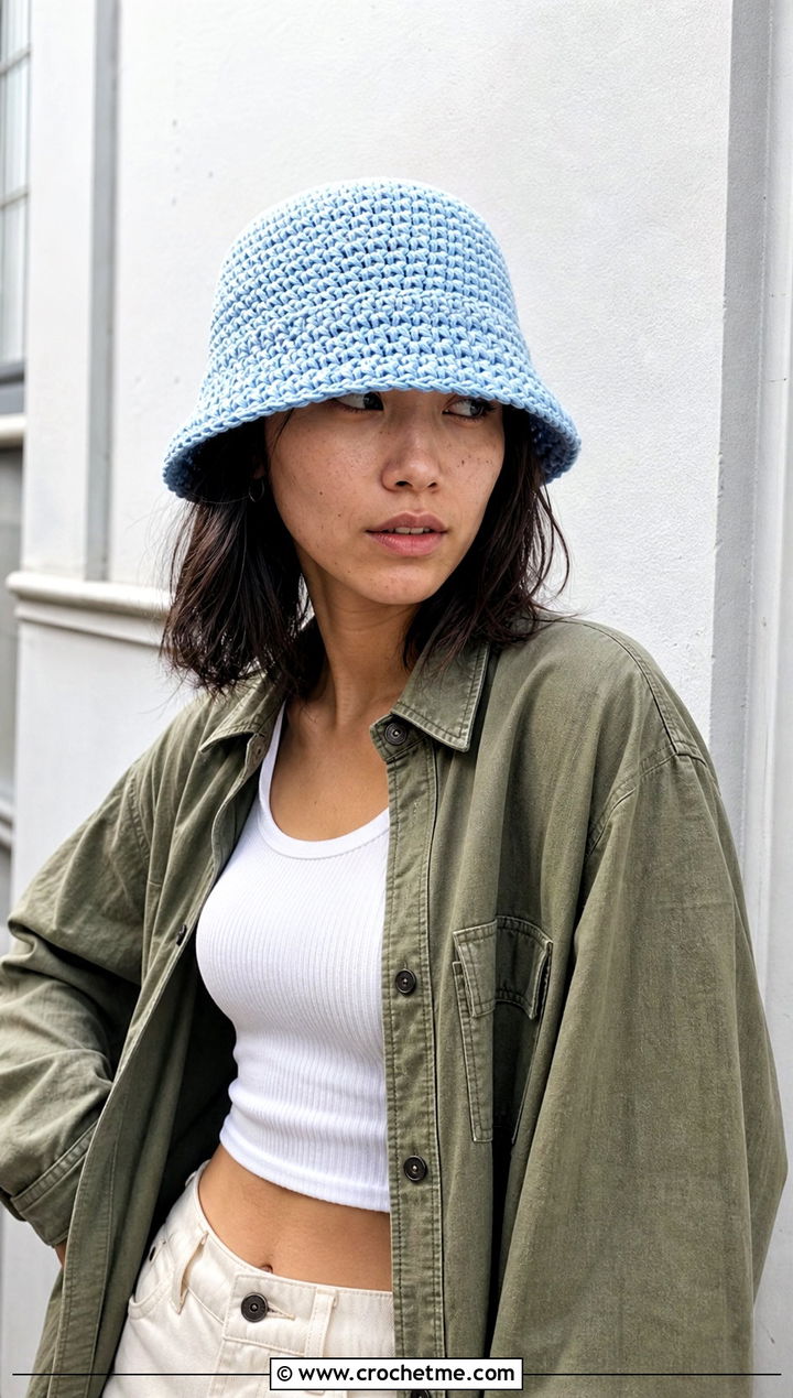 Crochet Fisherman Hat With Cargo Pants - 20 Cool Crochet Hat Ideas