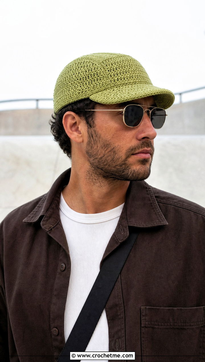 Crochet Five Panel Cap With Skate Outfit - 25 crochet hat ideas for men