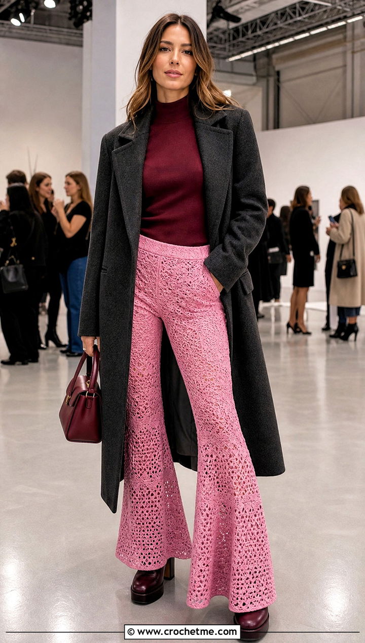Crochet Flared Pants With Fitted Turtleneck - 25 crochet witchy clothes and outfit ideas