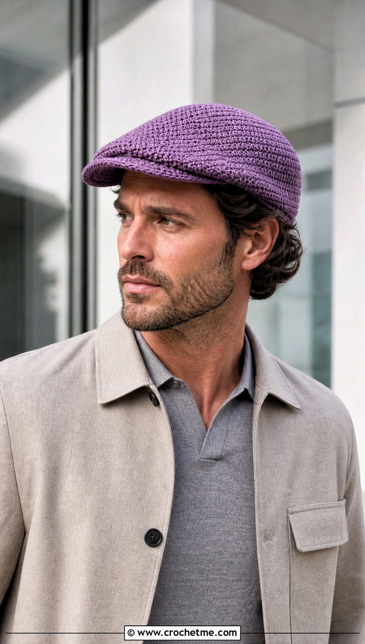 Crochet Flat Cap With Smart Casual Outfit - 30 men crochet hat outfit ideas