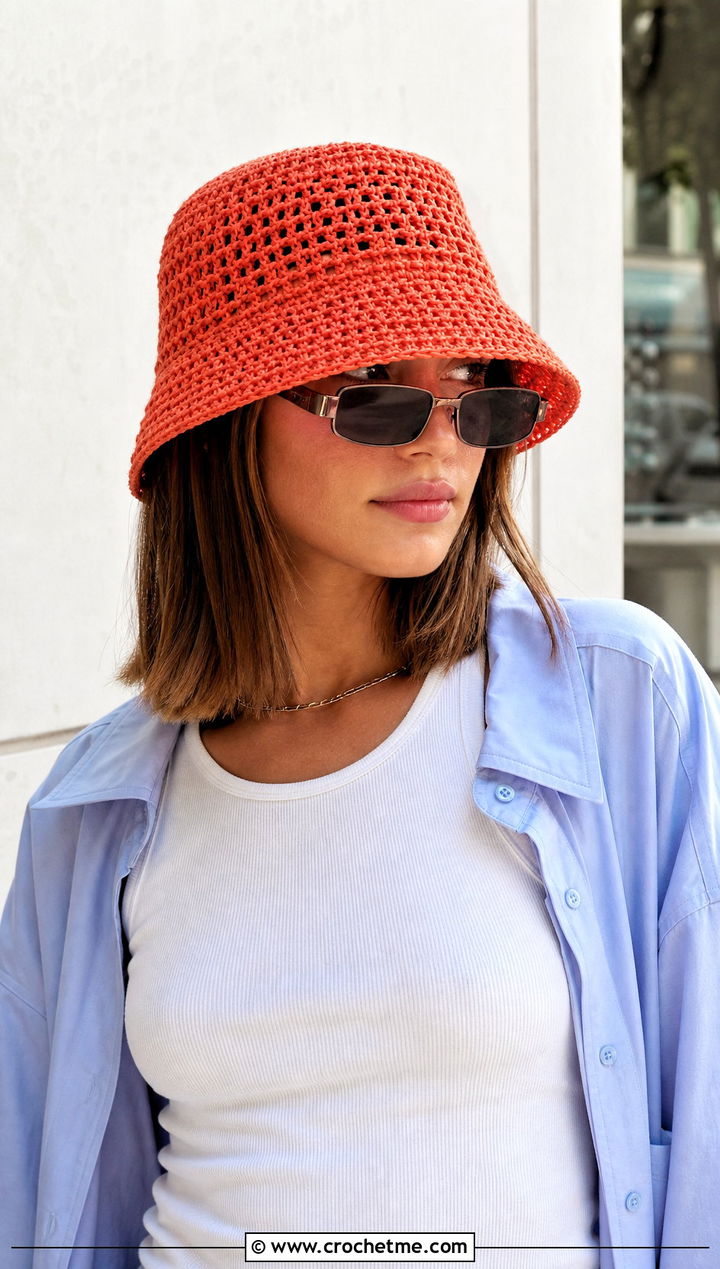 Crochet Flat Top Bucket Hat With Cargo Pants - 20 Flat Top Crochet Hat outfit ideas