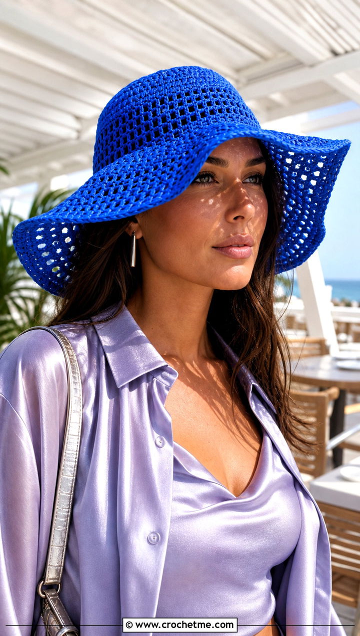 Crochet Floppy Hat With Satin Set - 20 Best Crochet Hat outfit ideas