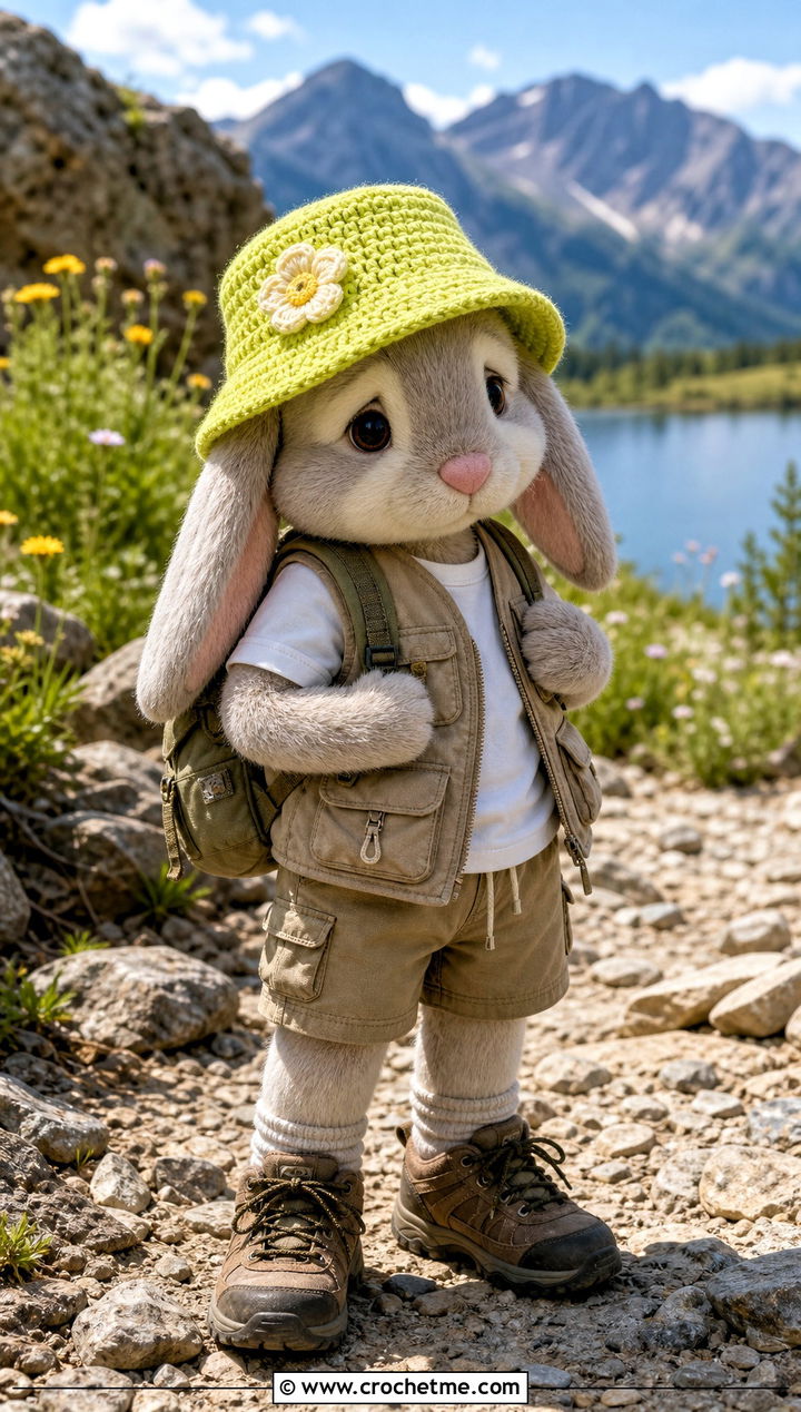 Crochet Flower Bucket Hat With Utility Outfit - 35 crochet jellycat clothes and outfit ideas