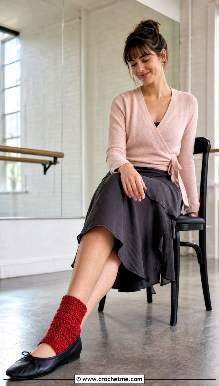 Crochet Fluffy Ballet Socks With Wrap Cardigan - 25 Crochet Fluffy Socks outfit ideas