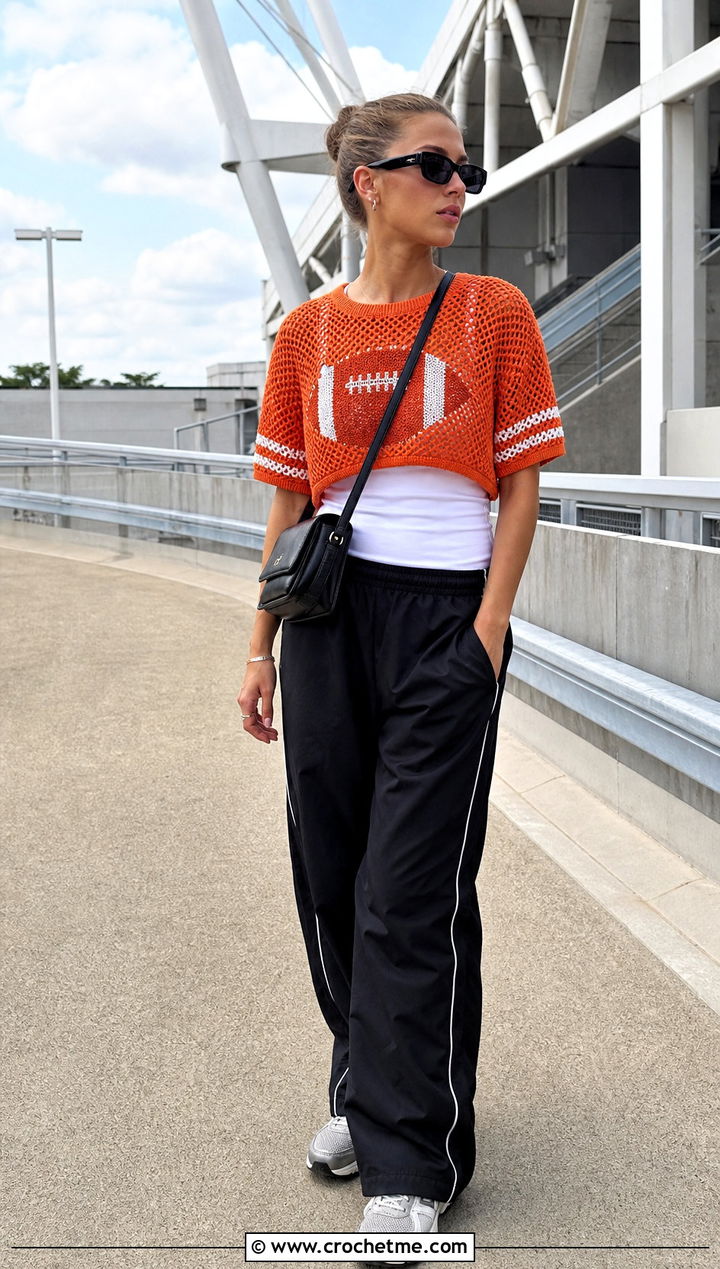 Crochet Football Jersey Top With Tank And Track Pants - 35 crochet layering top outfit ideas