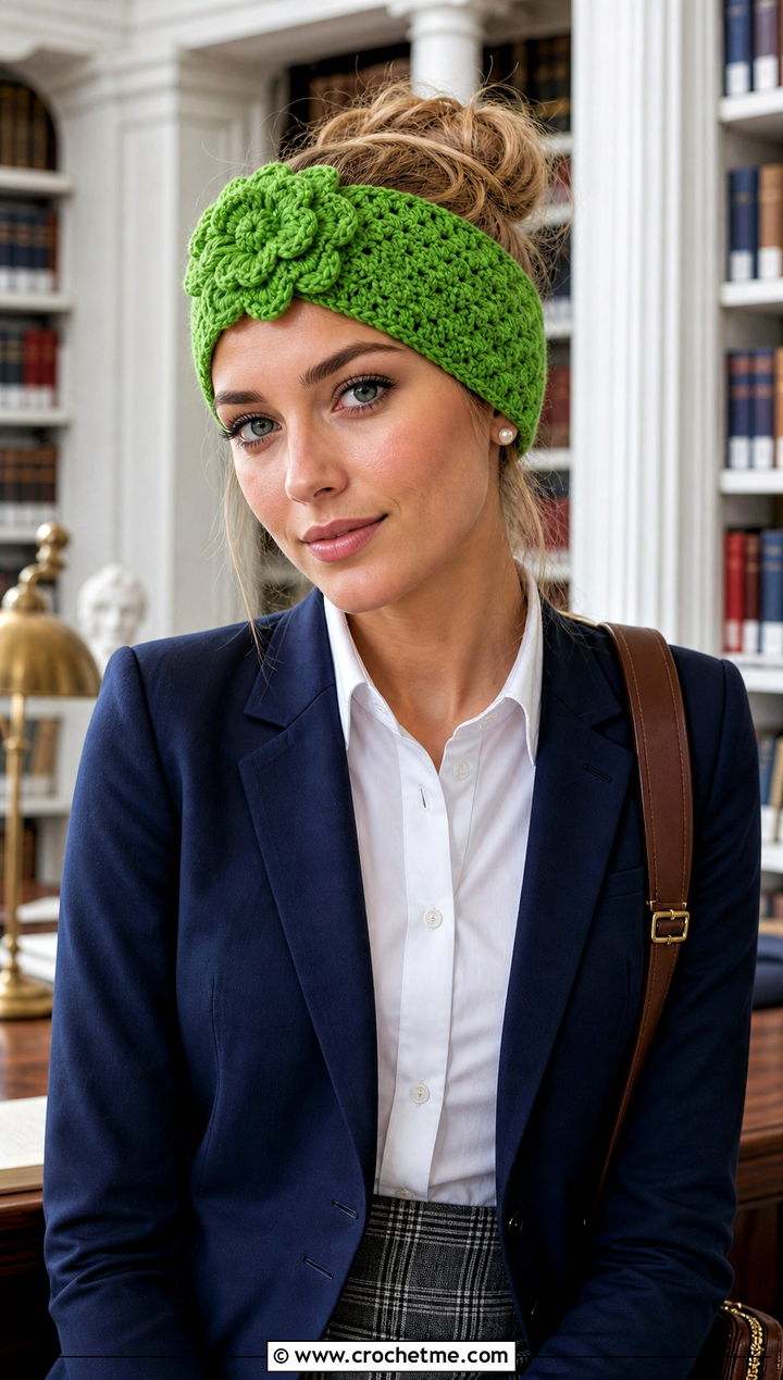 Crochet Frosted Petals Ear Warmer With Blazer And Plaid Skirt - 15 Crochet Frosted Petals Ear Warmer outfit ideas