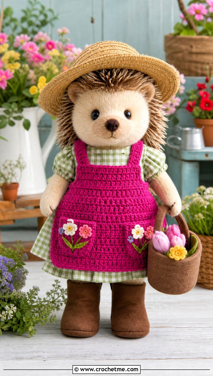 Crochet Garden Apron With Gingham Dress - 25 Crochet Stuffie Clothes and outfit ideas