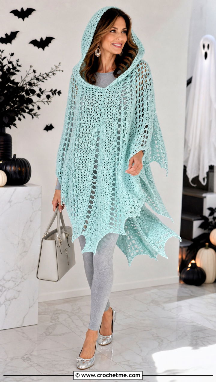 Crochet Ghost Poncho Costume - 15 crochet halloween costumes women outfit ideas