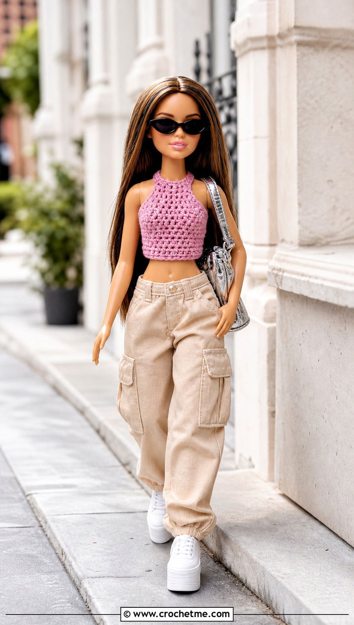 Crochet Halter Top With Cargo Pants - 15 Crochet 5 Inch Doll Clothes and outfit ideas