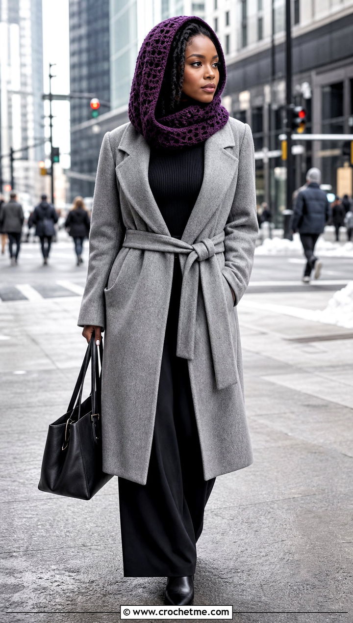 Crochet Hood Hat With Belted Coat - 30 crochet hats black women outfit ideas