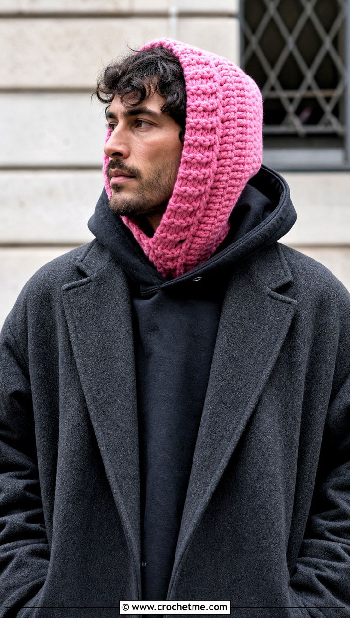 Crochet Hood Hat With Oversized Coat - 25 mens winter crochet hats outfit ideas