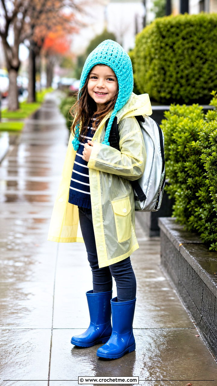 Crochet Hood Hat With Raincoat - 35 childrens crochet hats outfit ideas