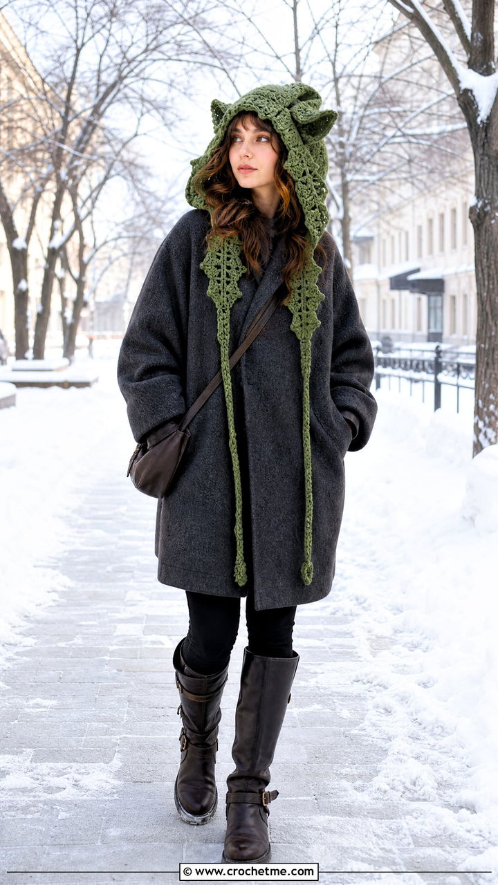 Crochet Hood With Oversized Coat And Leggings - 35 anime crochet clothes and outfit ideas