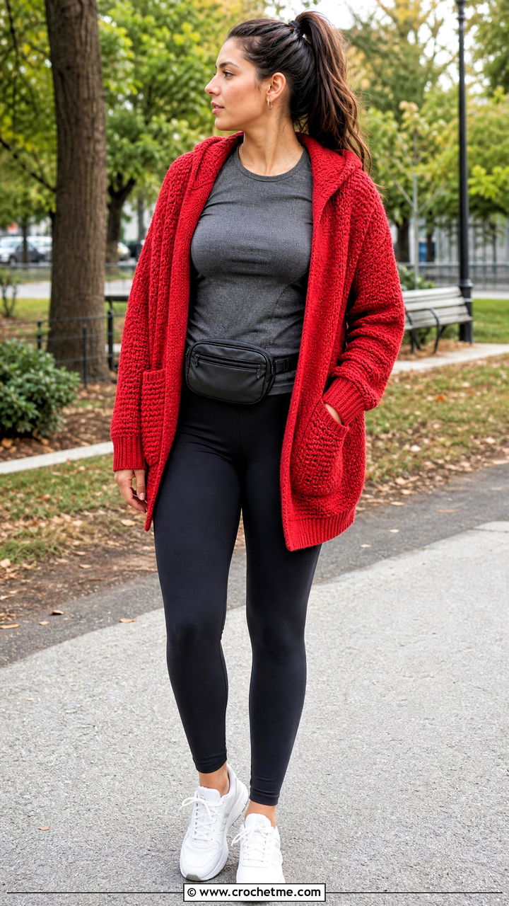Crochet Hooded Cardigan With Leggings - 35 crochet fall clothes and outfit ideas