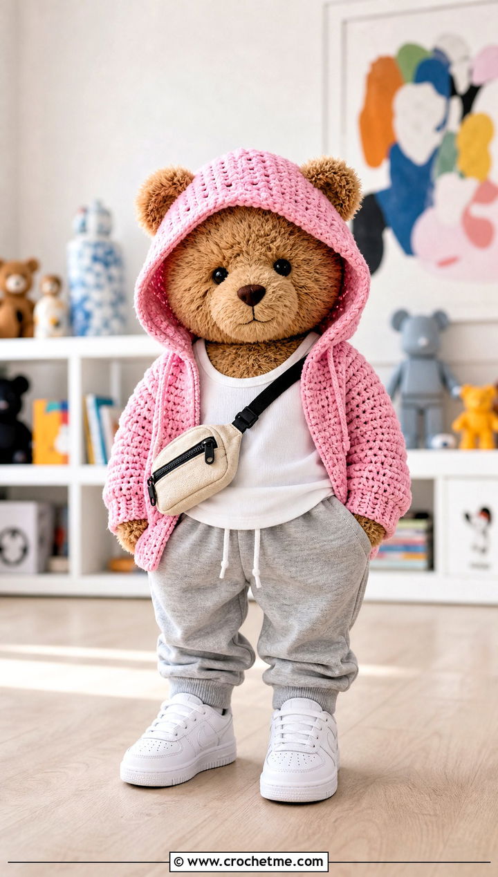 Crochet Hooded Jacket With Jogger Pants - 35 crochet teddy clothes and outfit ideas